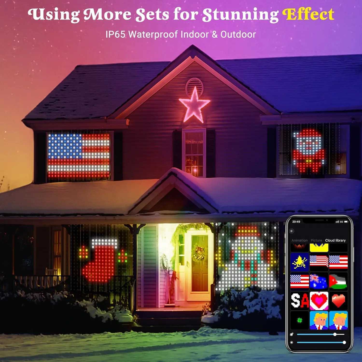 400 LED Smart Curtain Lights String Lights with App Remote Control Music Sync Christmas Curtain String Outdoor Fairy Lights W250524