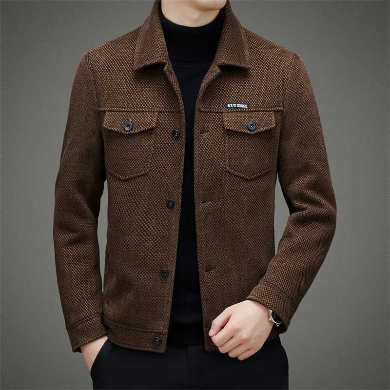 Mens Thick Casual Coat High Quality Lapel Trend Spring Autumn Jacket 2025 New Middle-aged Dad Wear Top All W250524