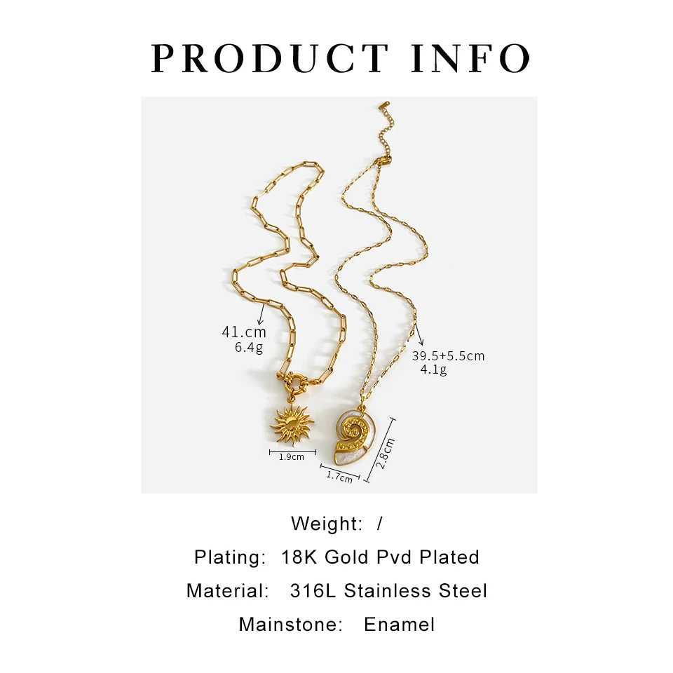 Perisbox Stainl Steel Sun Flower White Enamel Conch Pendant Necklace Stackable High Quality Fashion Party Jewelry for Women XJ250524