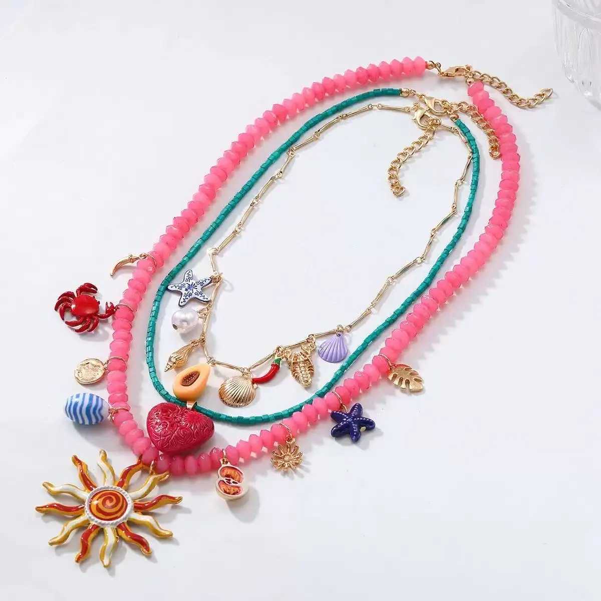 ZAA Fashion Personalized Sun flower multi-layer Necklace XJ250524