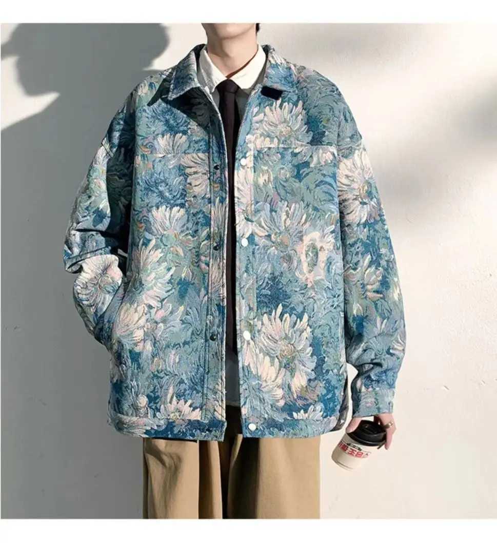 New Thin Printed Jacket Men Casual Fashion Brand Trendy Versatile Baseball Wear W250524