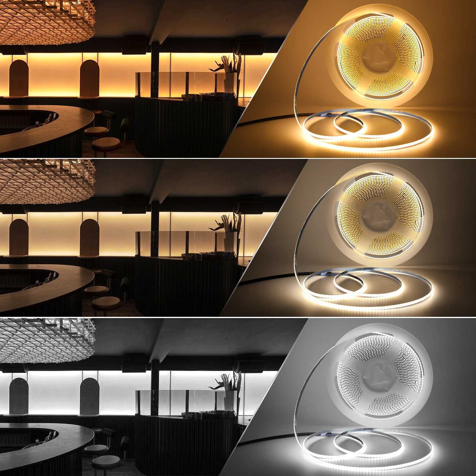 5V USB COB LED Strip Light 3mm Width Flexible LED Tape with Dimmer/ON OFF Switch 320LEDs High Density Linear Lighting for Decoration W250701