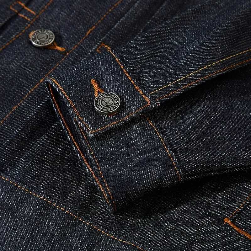 Mens Denim Jacket Japanese Retro Work Clothes Mens Jacket Casual Long Sleeve Lapel Single Breasted Outerwear Coats Cardigan Tops W250524