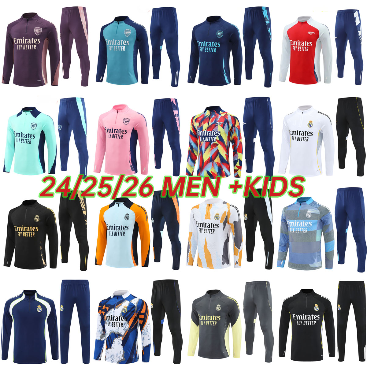 2024 2025 26 Arsen soccer tracksuit Men and kids kit 24 25 Madrids football tracksuit training suit jogging Survetement Foot chandal futbol