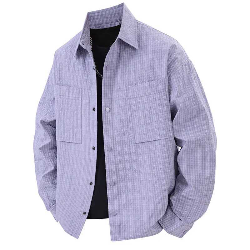 Jacket Mens 3D Hollow American Work Shirt Solid Color Casual Fashionable Jacket W250524
