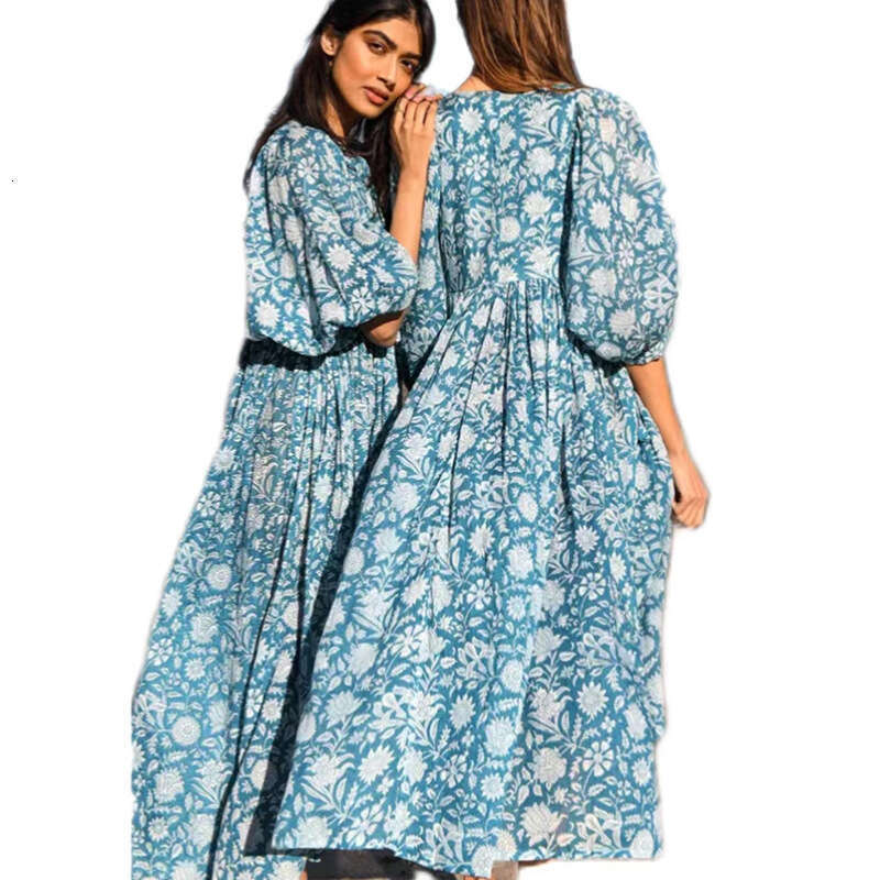 Maxi Dress Personalized Artistic Style Cotton Floral Fashion Printed Dress Floral Dress