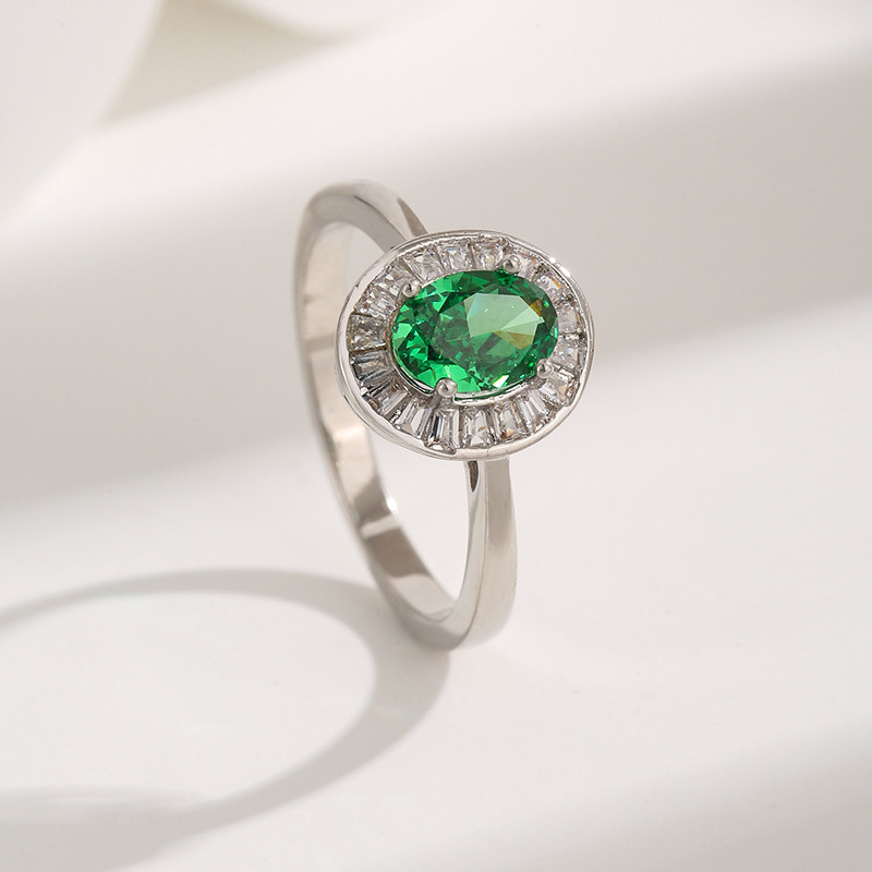 Elegant Multi-Colored Gemstone Oval Rings in Silver for Women - High-Quality Diamond Accent Jewelry, Perfect for Engagement or Fashion Wear