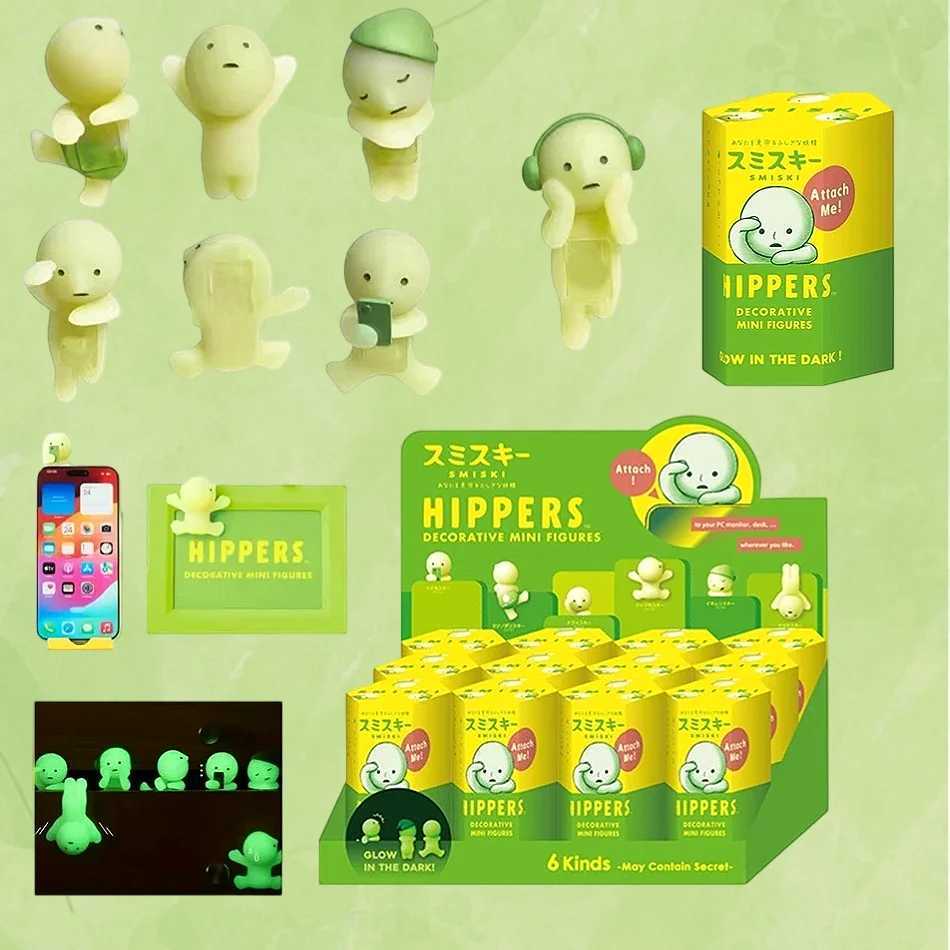 Smiski Night Light Blind Box Corner Jun Toys Mystery Boxes Cute Mobile Phone Pendant Car Office Decoration Kid Gift Z250524