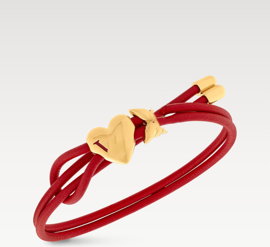 Elegant Womens Charm Bracelet Red Rope Stainless Steel Bangle with Gold Heart Flower Details Lightweight for Daily Use Z250910