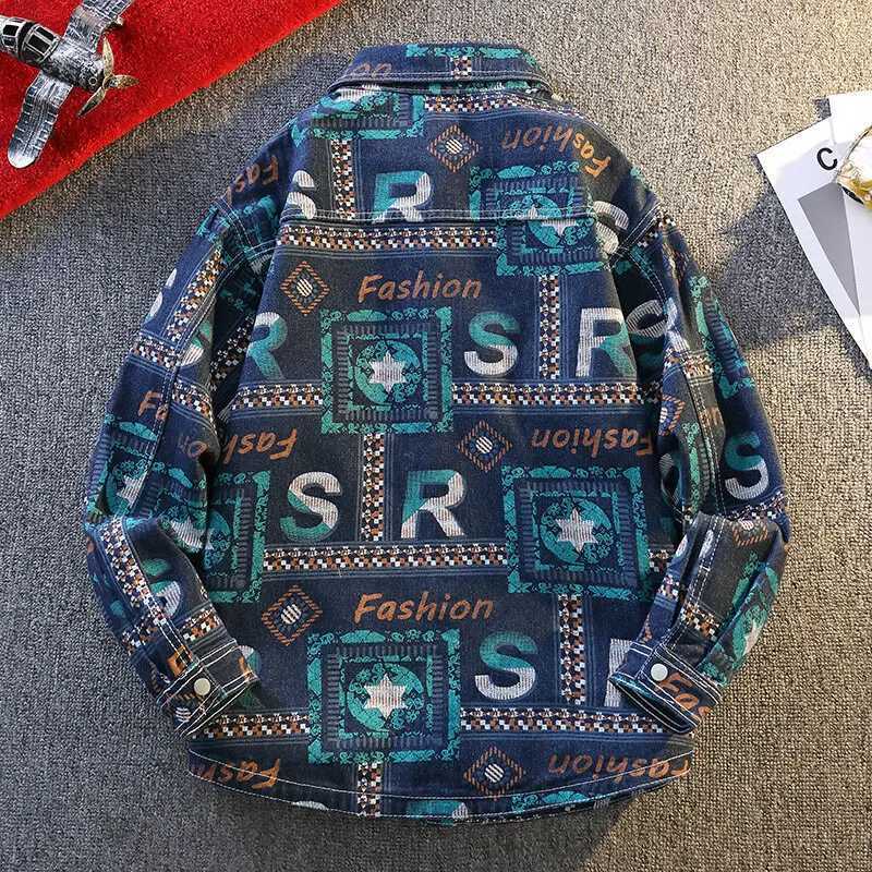 Mens Fashionable Denim Coat High Quality Cross-Border Style Loose Fit Casual Scene Jacquard Lapel Jacket W250524