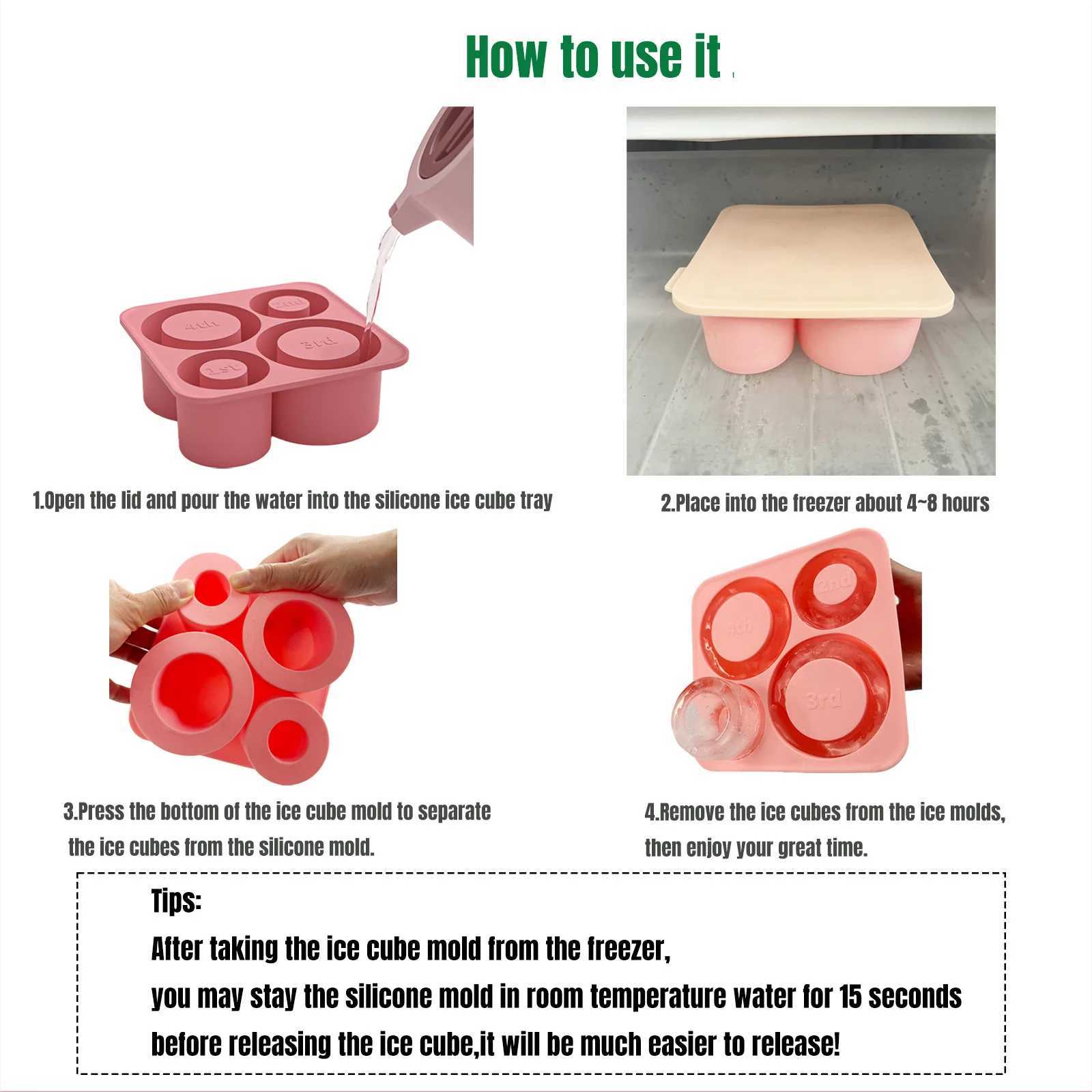 Silicone Ice Cube Tray Mold for Cup Tumbler 20oz 30oz 40oz Cylinder Ice Cube Maker with Lid Kitchen Accessories Gadget X250524