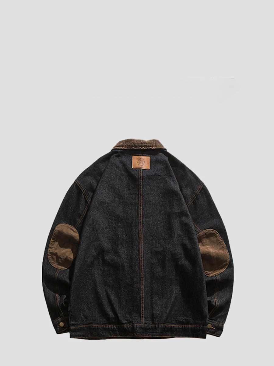 Spring Autumn Retro Spliced Lapel Denim Jackets Mens Trendy Street Patchwork Versatile Casual Handsome Hip Hop Workwear Coats W250524