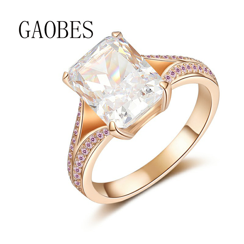Elegant Rose Gold S925 Sterling Silver Engagement Ring with Cushion Cut Diamond & Purple Accent Stones, Perfect for Weddings & Special Occasions