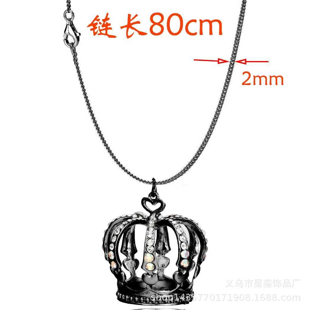 Oversized Landmine Full Drill Crown Pendant Sweater Chain 80cm Clothing Accories Exaggerated Style Metal Crown Sweater ChainXJ250524