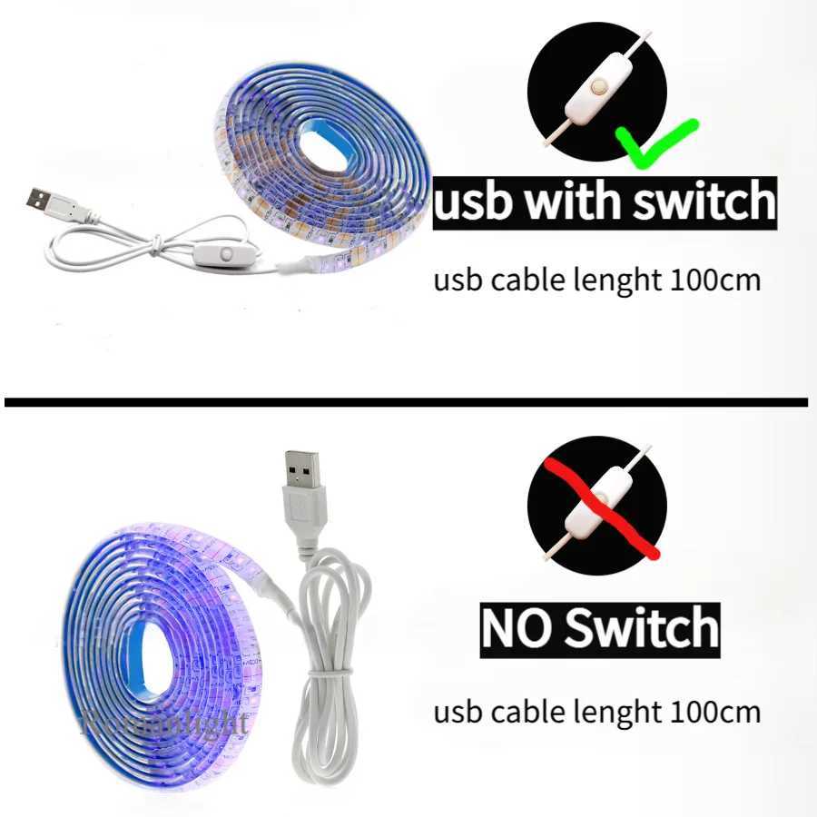 5V USB LED Strip Light with Switch Decoration Waterproof Tape for House Room Backlight 1M 2M 3M 5M Ribbon W250524