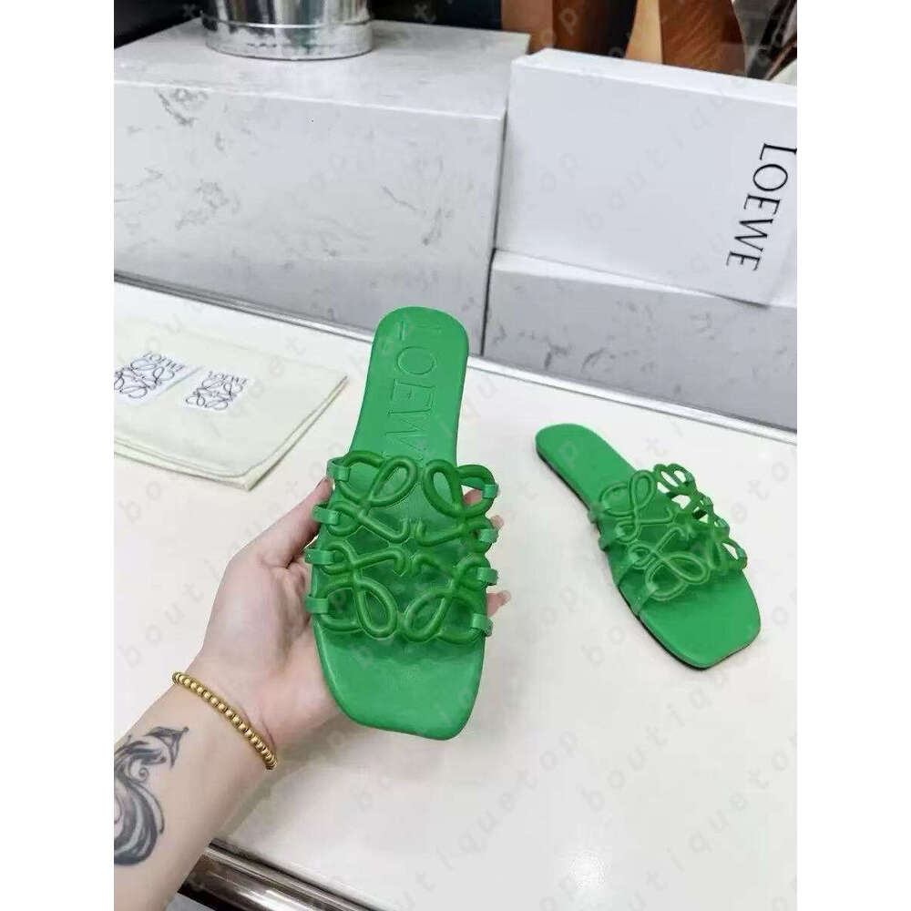 luxury designer shoe mules petal flip flops leather slide nonslip summer vacation beach lowel sandal women bra loewesandal loeweshoe&acy;loewe&ocy;loewetops 812y