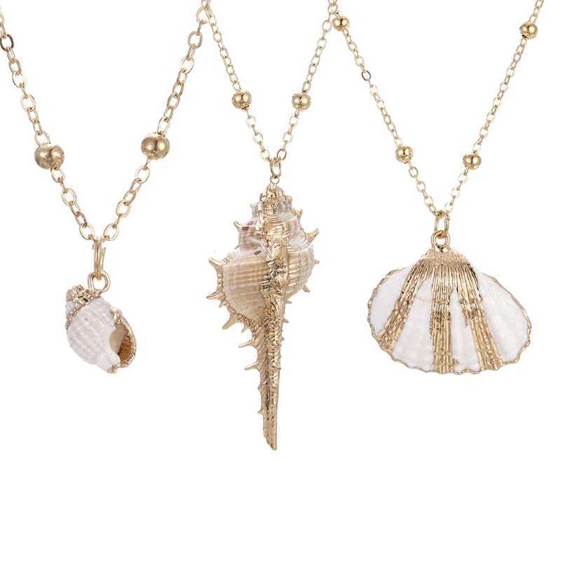 Natural Shell Pendant Necklace Seashell Collar Choker Long Gold Color Chain Cowrie Necklace Woman Femme Ocean Beach Jewelry Gift XJ250524