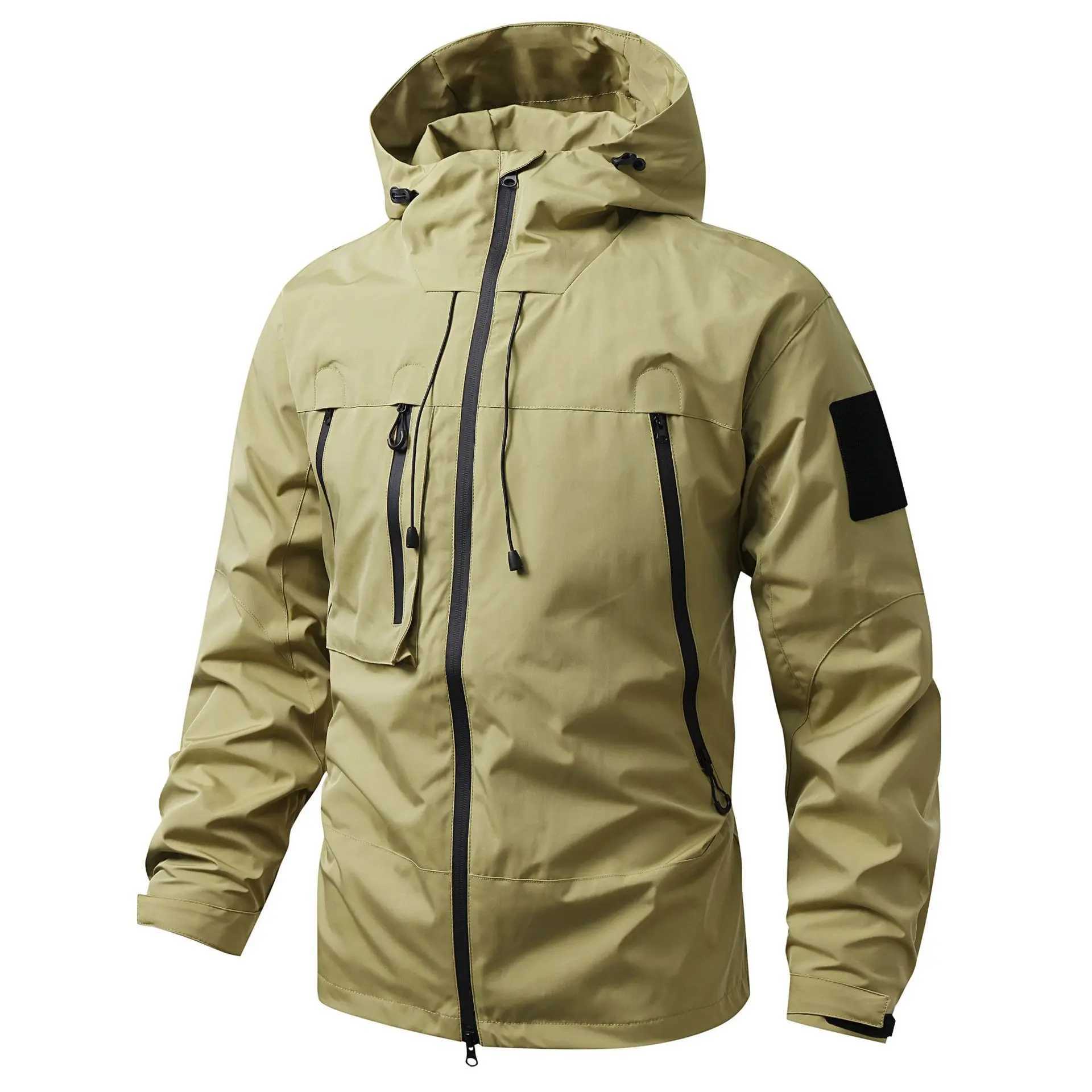 Spring Autumn Mens Hiking Hooded Coats Climbing Waterproof Jackets Male Solid Double Zippers Casual Jacket Couple Clothing W250524