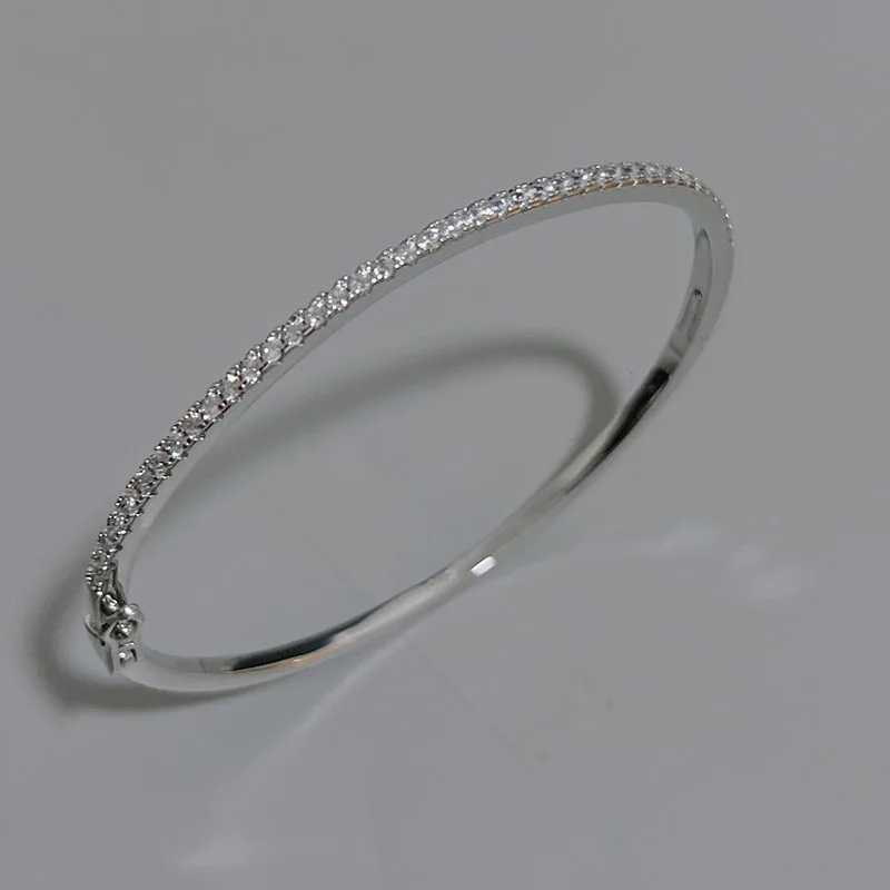 Top Quality Fashion ly Bangle Pure Sterling 925 Silver Jewelry For Women Design Bangle Cute Diamond Party Gift Jewelry Size6 Z250524