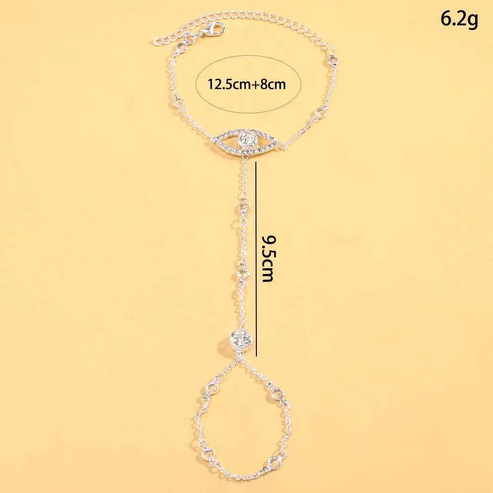 Stonefans Fashion Evil Eye Bracelet Rhinestone Hand Jewelry for Women 2024 Halloween Finger Bracelet Ring Accessories Gift XJ250524