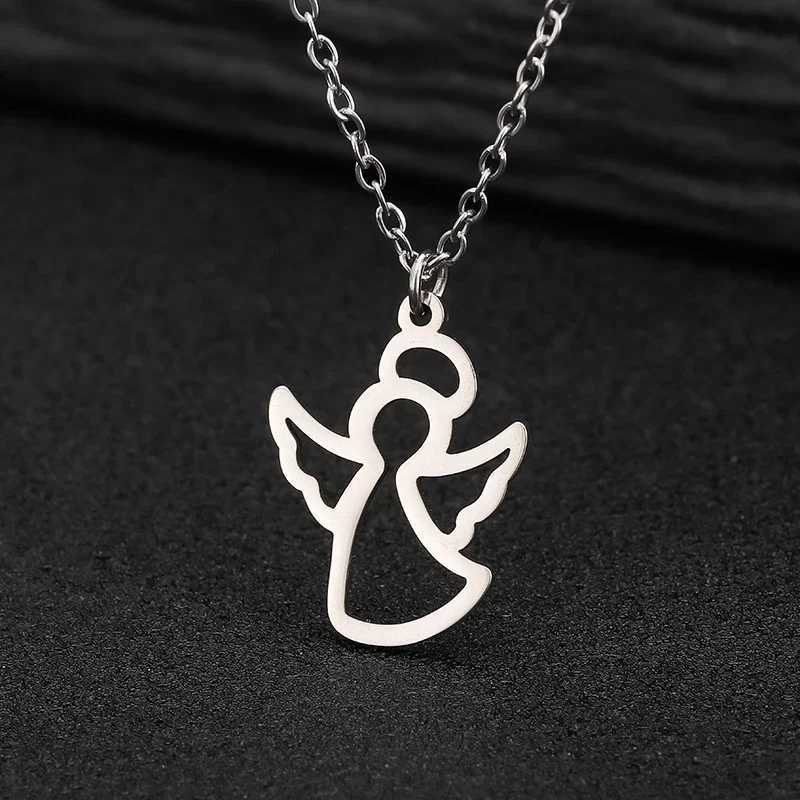 Stainl Steel Necklaces Hollow Little Angel Cute Pendant Choker Clavicle Chain Fashion Necklaces For Women Jewelry Girls Gifts XJ250524