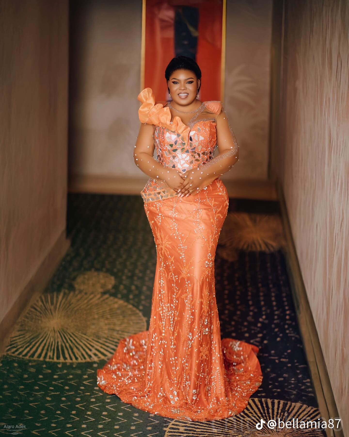 Orange Mermaid Prom Dresses 2025 Crystals Lace Beaded Sparkly Evening Formal Party Second Birthday Engagement Gowns Plus Size Dress For Special Occasi