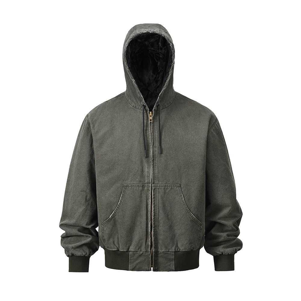 Y2k Vintage Washed Winter Hooded Padded Cotton Jacket for Men and Women Lapel Baggy Casual Clothing Jackets Men Thick Coat W250524