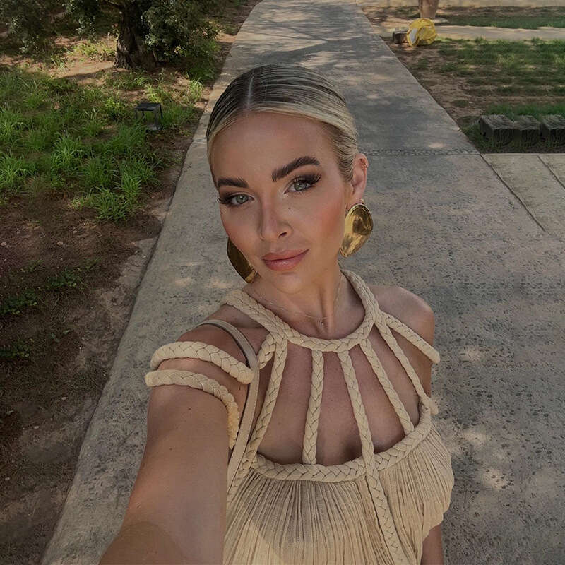 Maxi Dress Beach Summer Temperament Fashionable Sexy Suspender Beach Dress Tied Rope Bikini Cover Long Dress