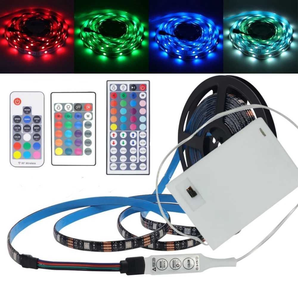 3AA Battery Power 5V RGB Led Strip Light 5050 SMD 30LEDs/M Flexible Ribbon Tape Backlight With Remote Control 1led Cuttable W250524