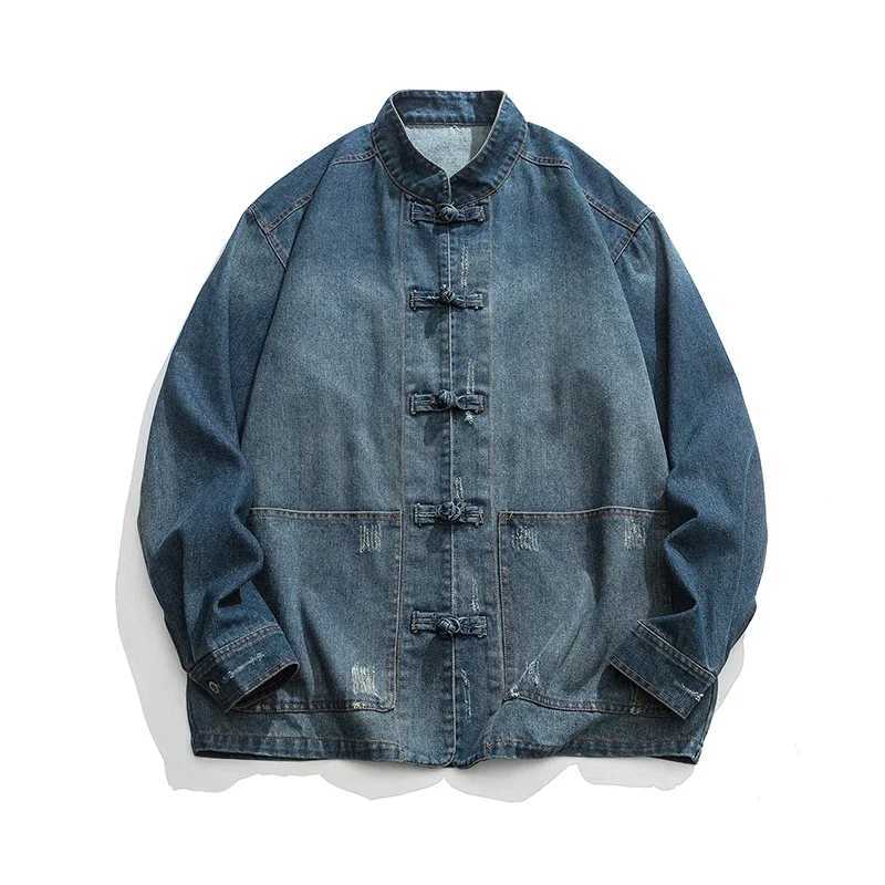 2024 Chinese Style Denim Jacket Men Streetwear Oriental Clothes Autumn Male Jeans Coat Vintage Fashion Hip Hop Loose Outwear W250524