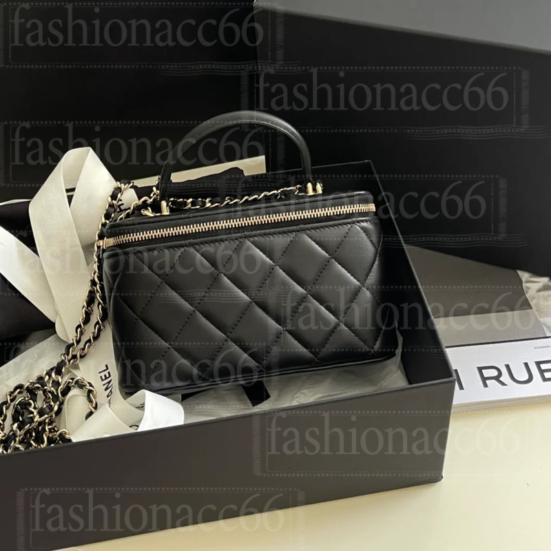 Channeled Bag Women designer makeup bag High Quality Sheepskin Diamond Lattice Handle Vanity Box Tote Bags Crossbody Shoulder Cosmetic Case Luxury handbag 10AA bag