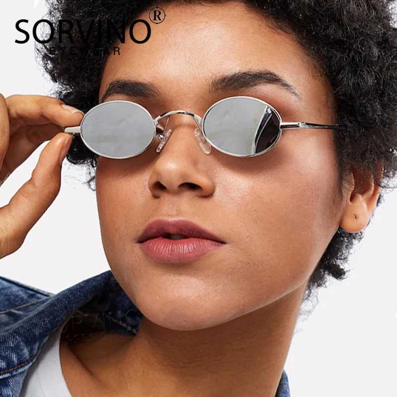 SORVINO Skinny Steampunk Oval Sunglasses 2020 Women Vintage Small Steam Punk Goggles Designer Gold Tiny Sun Glasses Shades SN229 W250524