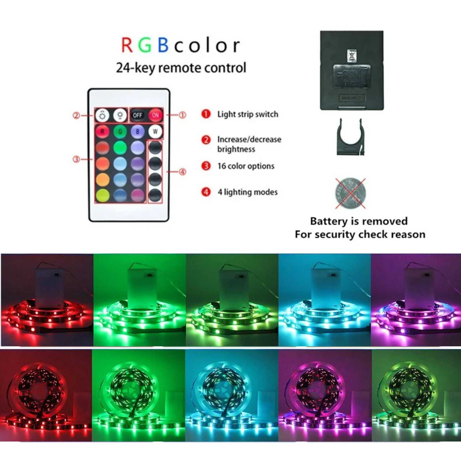 3AA Battery Powered LED Strip Lights 5050 RGB 1M 2M 3M 4M 5M Adhesive Tape Ribbon Lights Bluetooth TV Backlight Background Light W250524