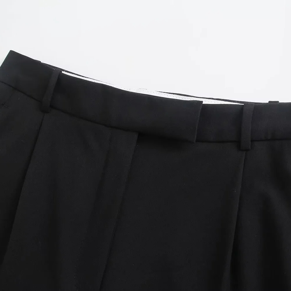 PB ZA 2024 Womens Straight Loose Pants for Professional Small Pleated High Waist Wide Leg 250521