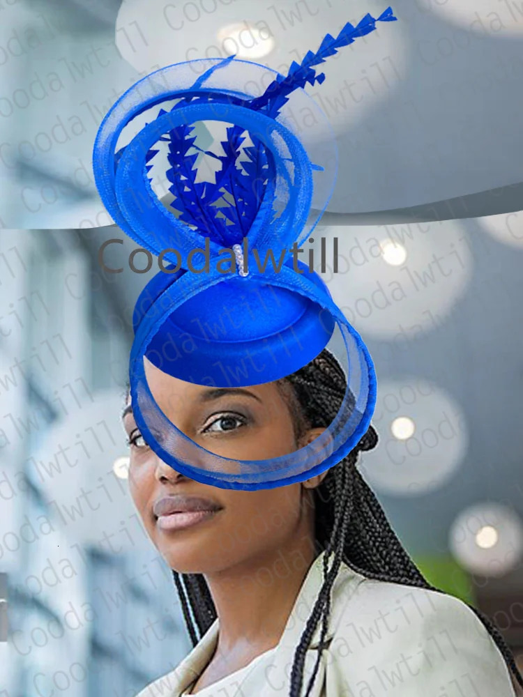 Red Green Fascinator Hat Women Hatinator With Veil And Feathers Pillboox Cap Headband Wedding Derby Occasion Chapeau Cap Femme 250520