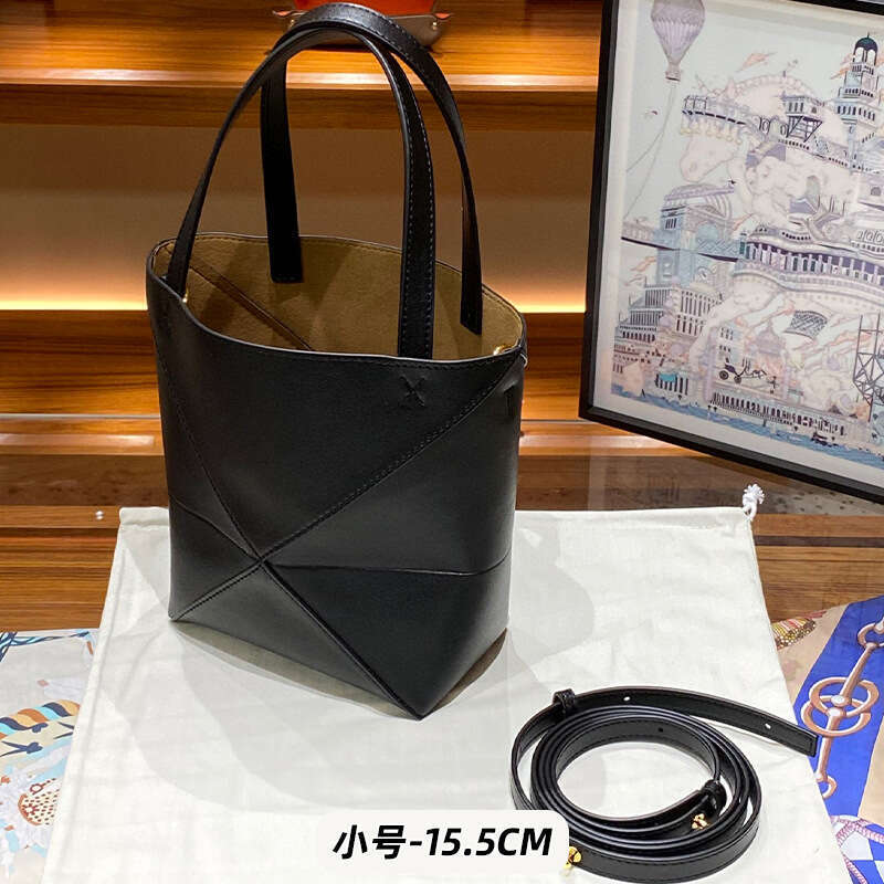 Tote Bag New High End Niche Design Genuine Leather Cowhide Women S Bag Deformed Folding Geometric Splicing Tote Shoulder Crossbody Bag Lady Bags