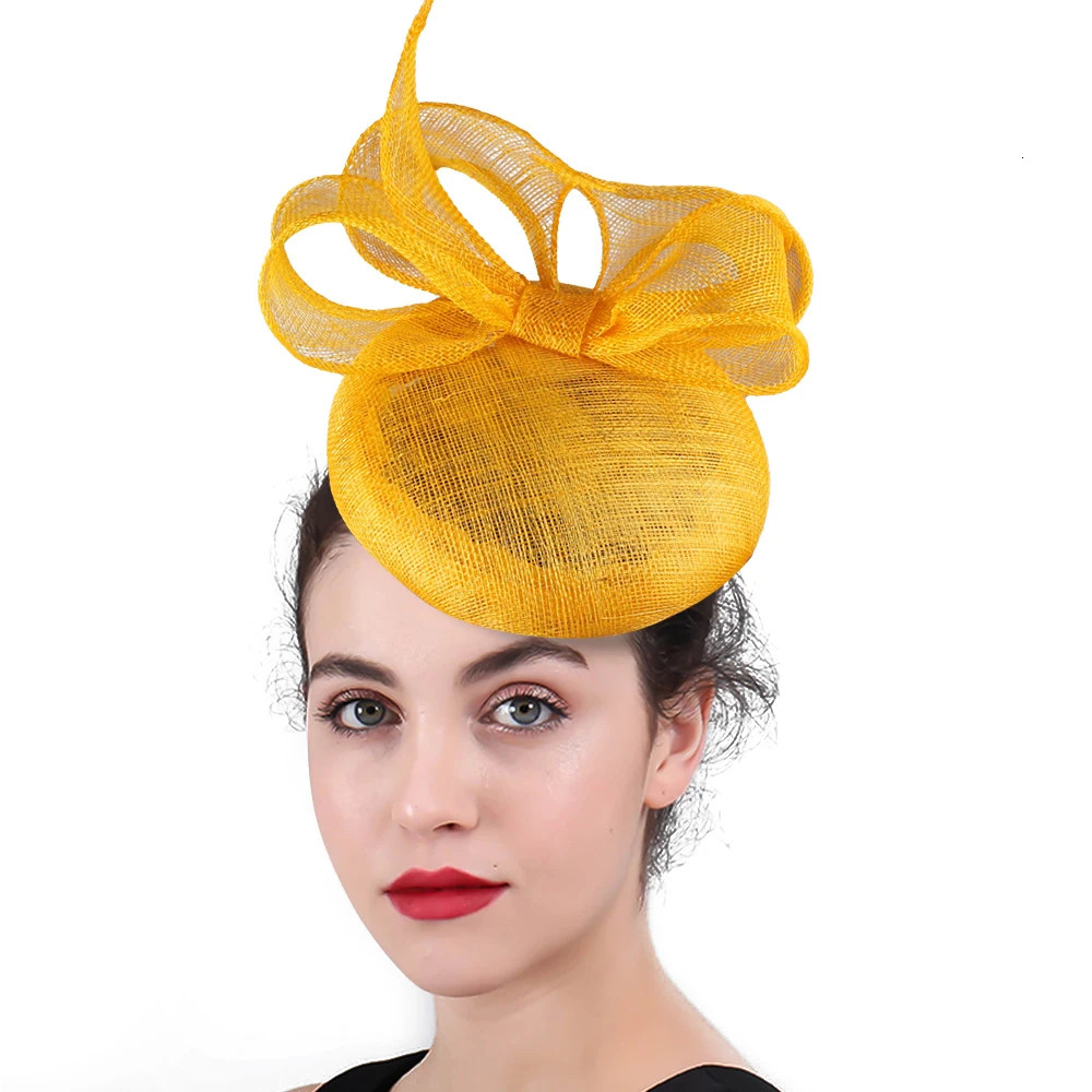 High quality Sinamay Women Wedding Fascinator Hats Nice Feather With Bow Ladies Hair Accessory Headwear Party Floral Headpiece 250519