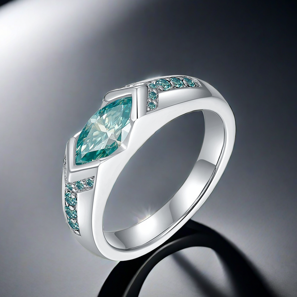 Horus 5*10mm marquise 1CT blue-green moissanite luxury, personalized fashionable best-selling horse eye ring, engagement, wedding anniversary, birthda