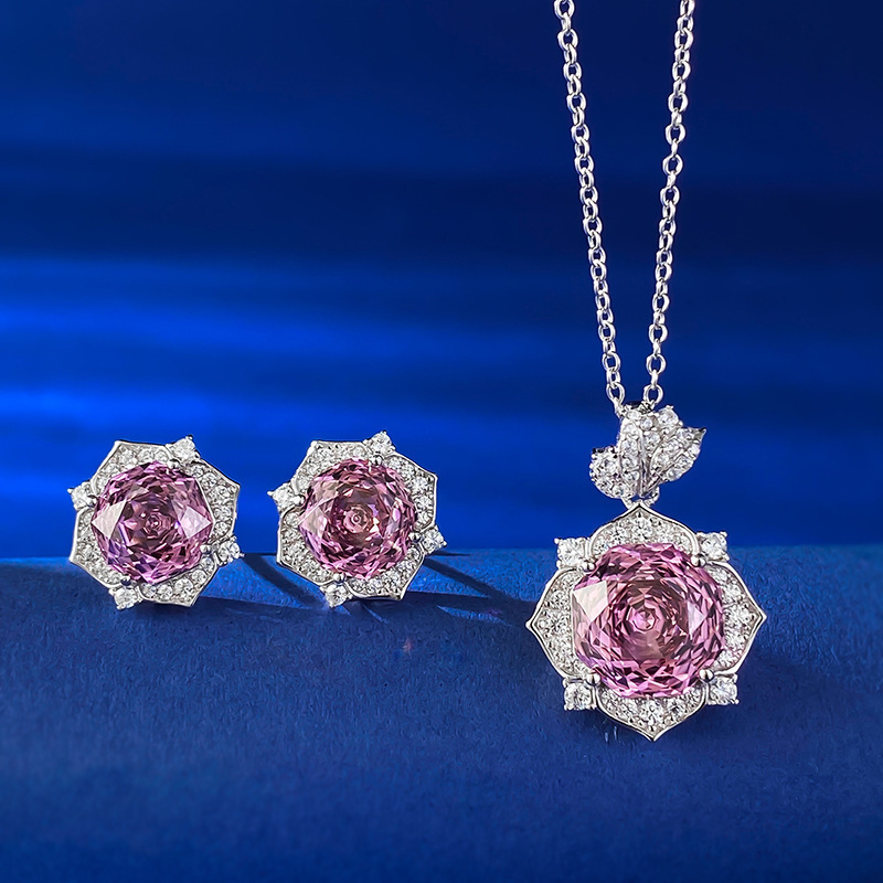 S925 sterling silver rose petal necklace 10mm rose purple red pendant personalized fashionable necklace pendant engagement birthday anniversary jewelr