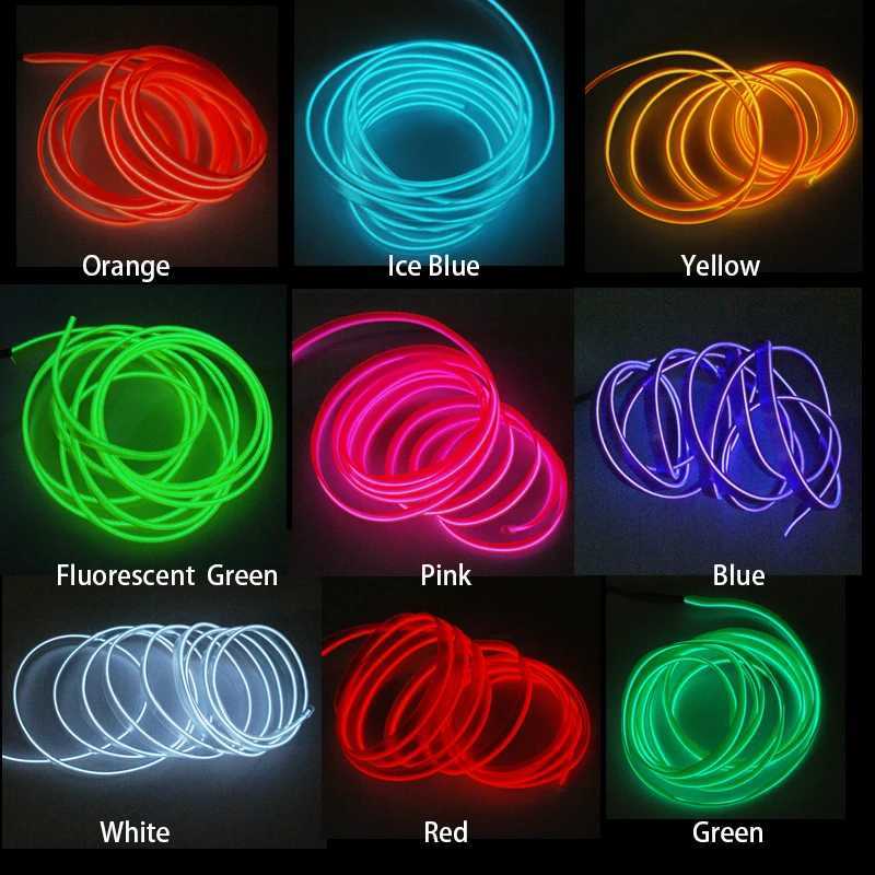 1M/2M/3M/5M Car Interior Led Decorative Lamp EL Wiring Neon Strip For Auto DIY Flexible Ambient Light Party Atmosphere Diode USB W250524