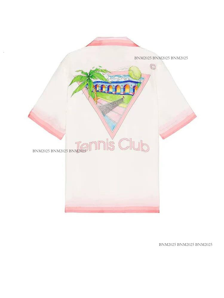 Tshirt 25Ss Men Designer Silk Shirt Hawaiian Satin Flower Gradient Womens Short Sleeve Casablancaly Shirt Beach Shirts Cazablanca 733