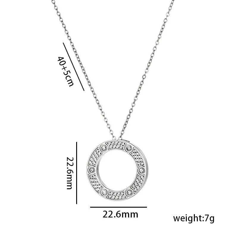 New Fashion Necklace Charms Cross Chain Stainl Steel Necklace Full Zircon Hollow Ring Pendant Necklaces for Women XJ250524