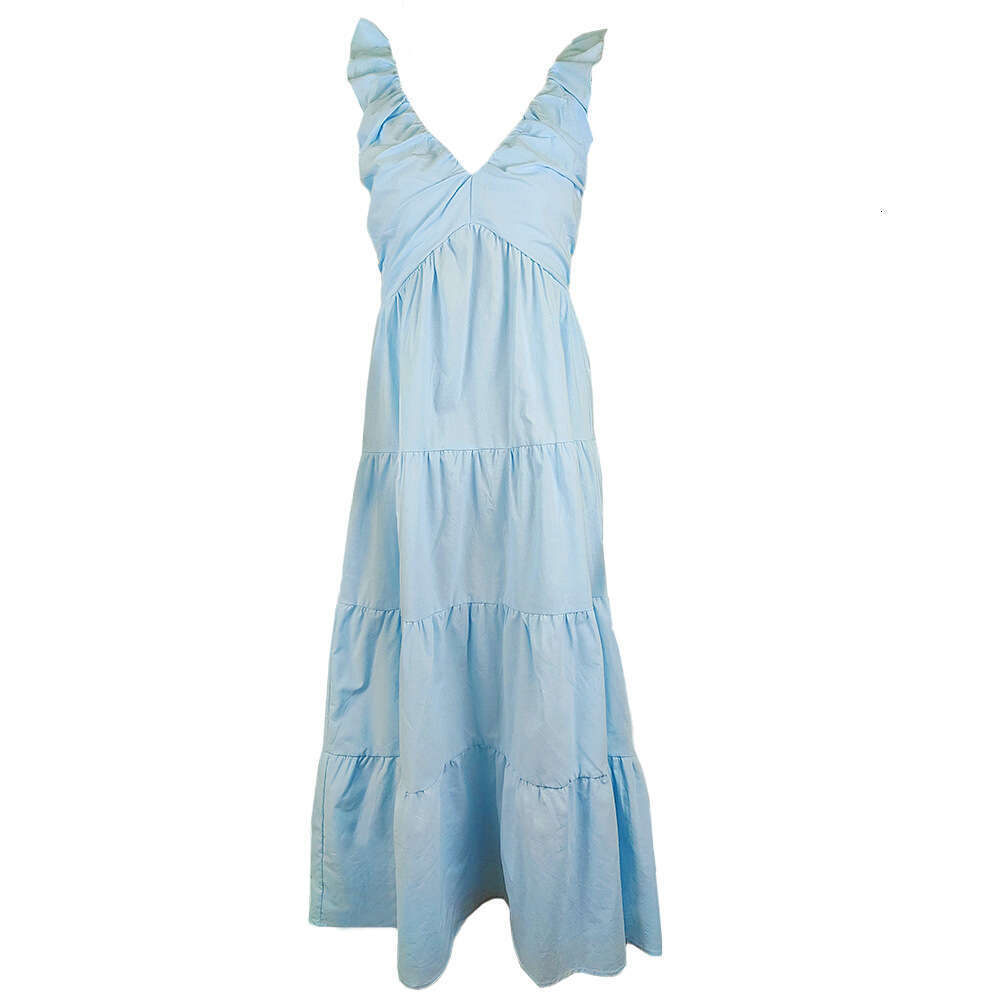 Maxi Dress Spring Summer V Neck Sexy Cotton Linen Sleeveless Solid Lace Strap Holiday Beach Dress Long Dress