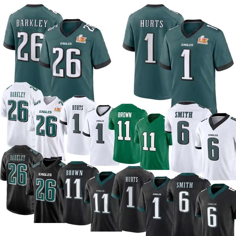 26 Saquon Barkley Football Jersey Jason Kelce Jalen Hurts AJ Brown DeVonta Smith Cooper DeJean Carter Lane Johnson Mailata