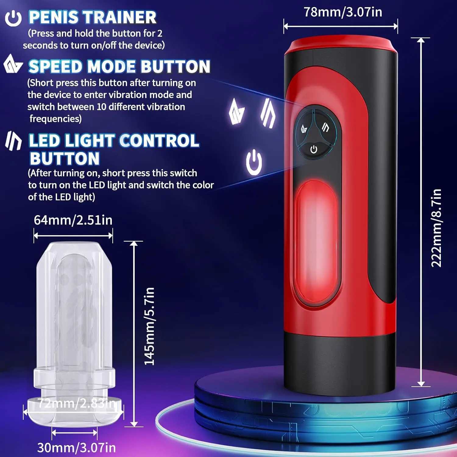 Automatic Male Masturbators Adult Sex Toys for Men Male Masturbator Pocket Pussy with 10 Vibration LED Ambient Light PenXJ250524