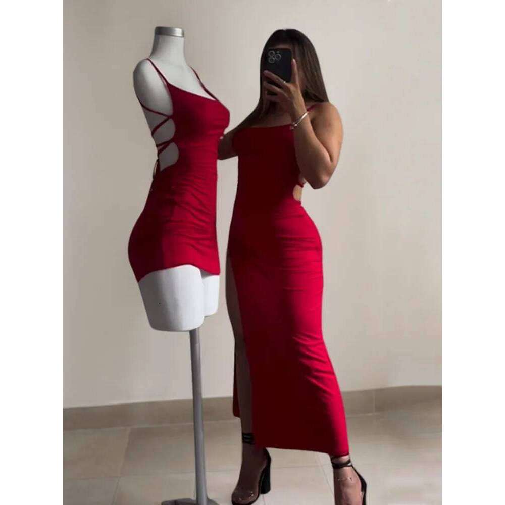 2024 explosive new summer high sensibility halter strap Spice Girl bag hip dress