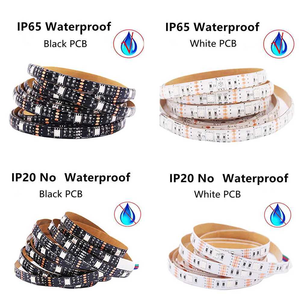 5V RGB LED Strip 5050 30LEDs/m Waterproof IP21 IP65 Flexible LED Tape Ribbon White/Black PCB TV BackLight 0.5m 1m 2m 3m 4m 5m W250524