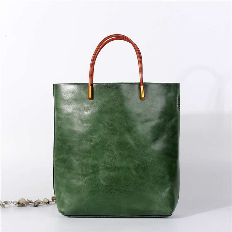 Tote Bag Head Layer Cowhide Crossbody Bag Genuine Leather Women S Artistic Handbag Commuting Niche Vegetable Tanned Leather Tote Bag Lady Bags