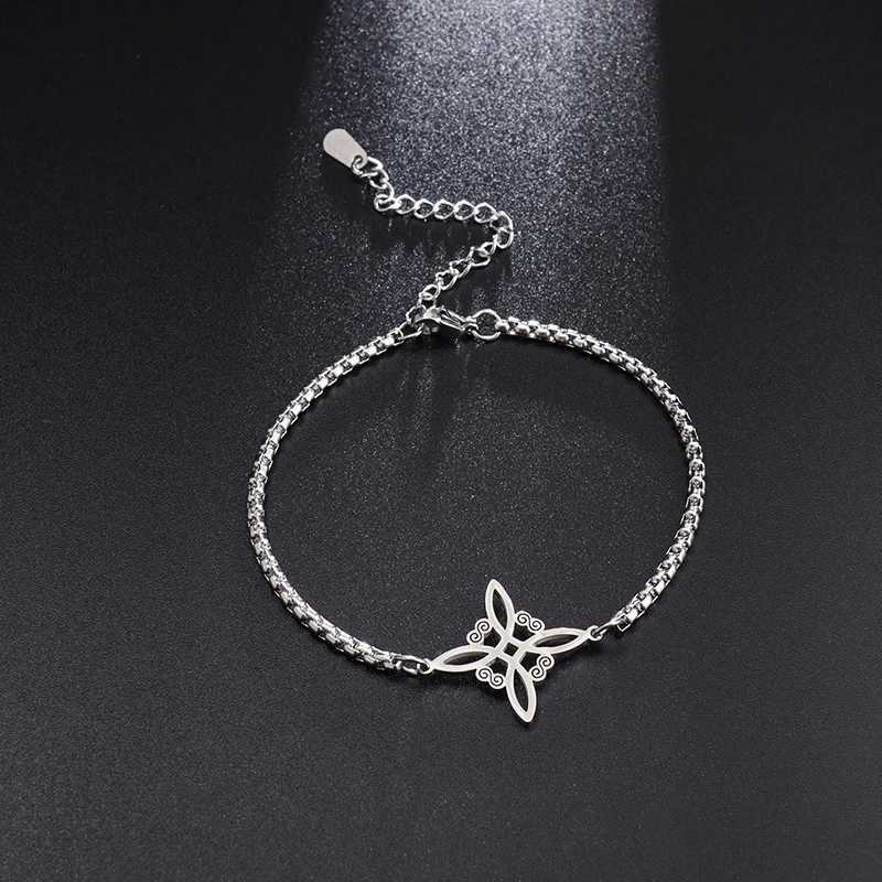 Witch Knot Bracelet Stainless Steel Celtic Knot Witchy Symbols Layered Bracelet Adjustable Charm Bracelet for Men Women GirlsXJ250524