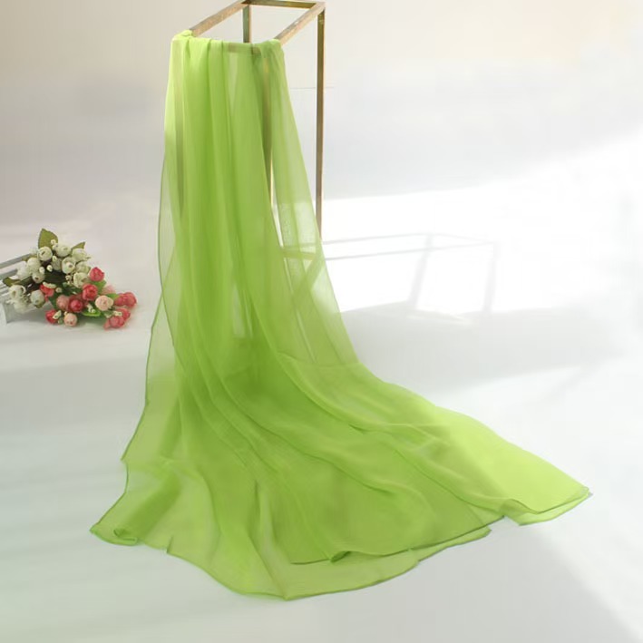 T794 new women's silk scarf sunscreen shawl long red beach towel chiffon solid color scarf dance